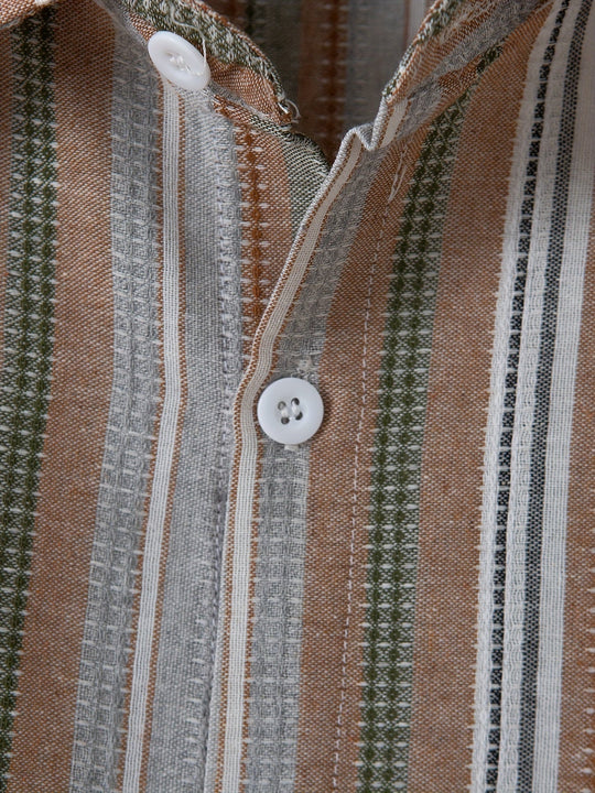 EB | Gestreiftes Baumwoll Leinen Herrenhemd für Entspannte Looks