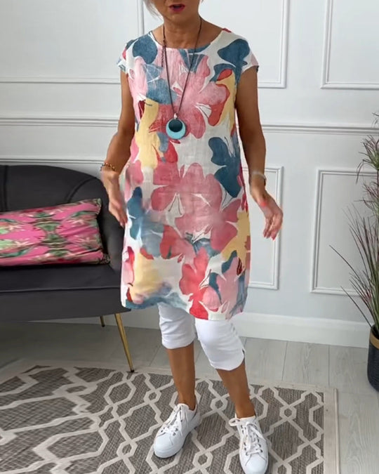 EB | Lässiges Longtop mit Farbenfrohem Blumenprint