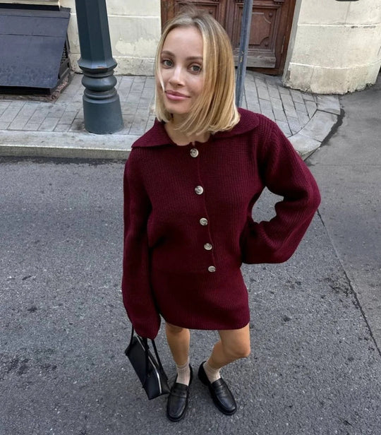 EB | Gemütlicher Strickcardigan und Lässiges Minirock-Set