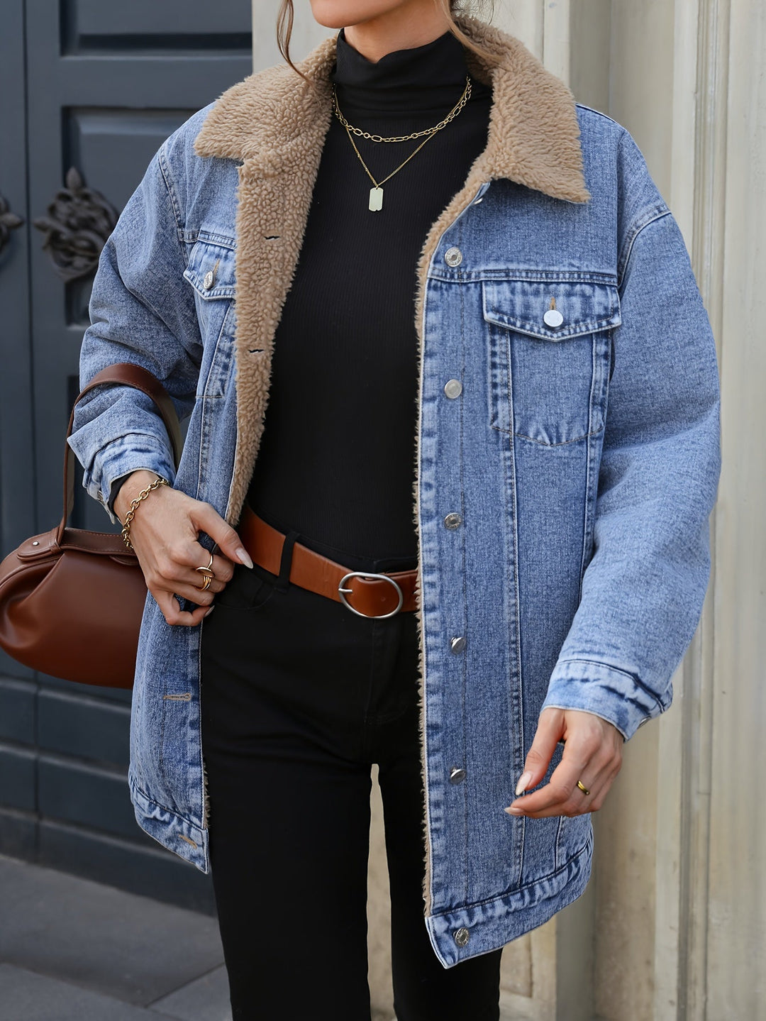 EB | Denimjacke mit Sherpa-fleecefutter Baumwolle/polyester Warm und Stilvoll