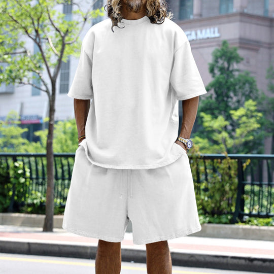 EB | Lockeres T-Shirt Shorts einfarbiges Set