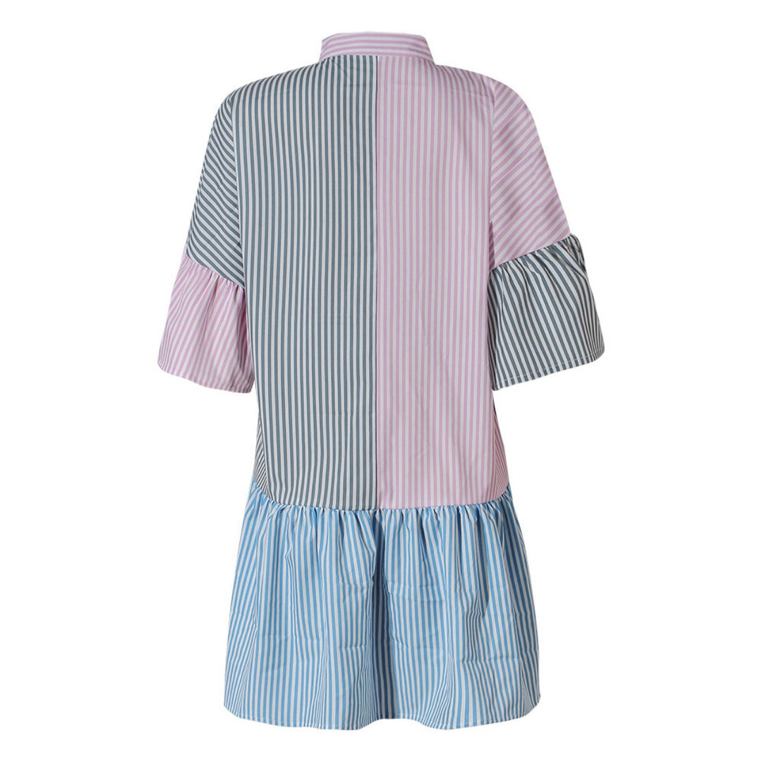 EB | Gestreiftes Kleid mit kontrastierendem Print