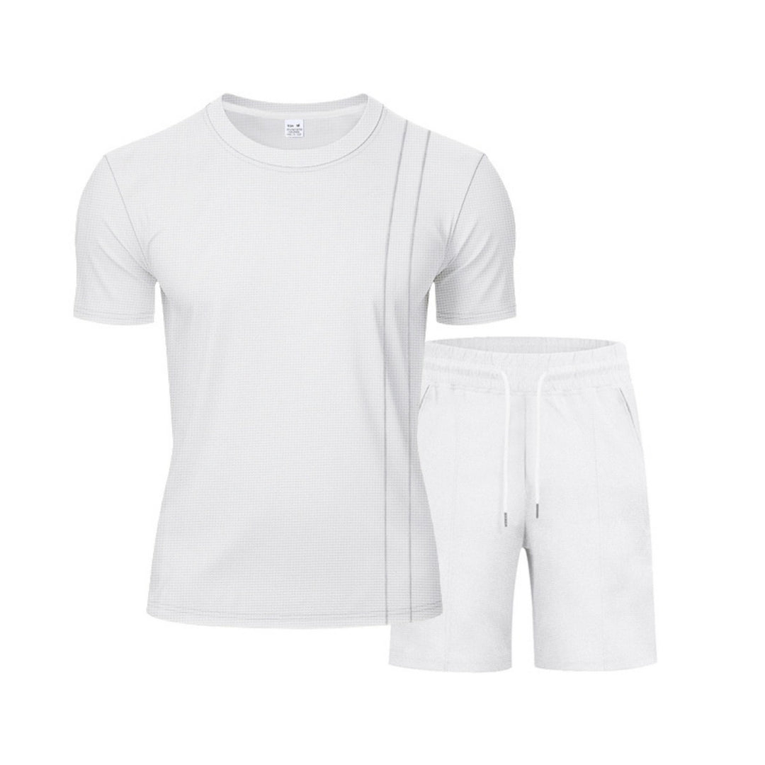 EB | Waffel-Kurzarm-Shorts Zweiteiliges Set