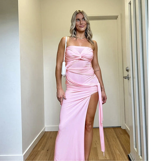 EB | Rückenfreies Röhrentop-Kleid mit Seitenschlitz