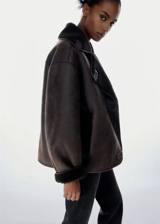EB | Stil Doppeltseitige Kunstlederjacke