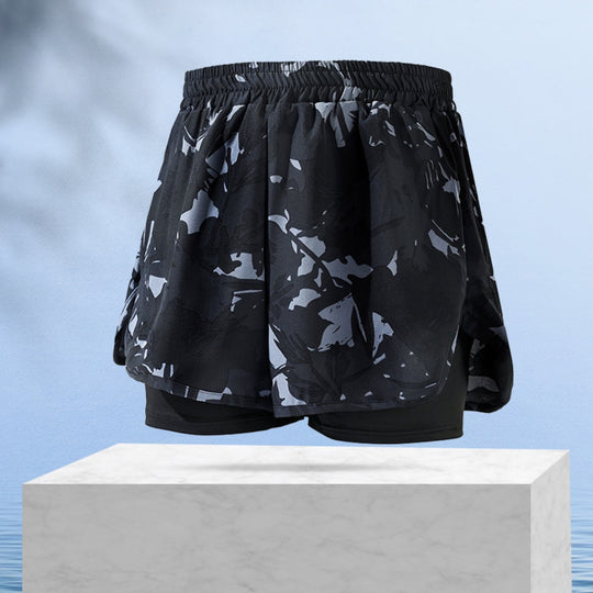 EB | Doppellagige Herren Sport Fitness Anti-Peinlichkeit Strandhose