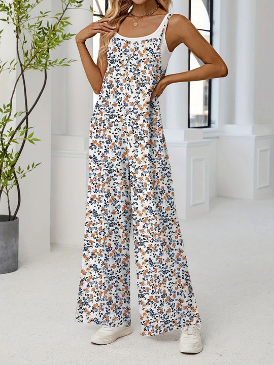 EB | Verstellbarer Schultergurt Druck lässig Hosenträger floral Jumpsuit