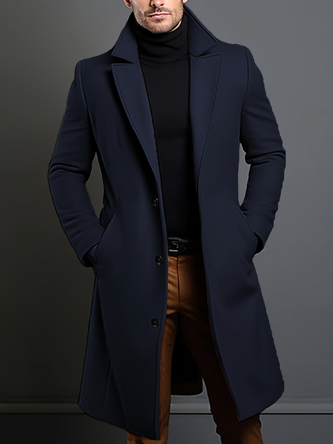 EB | Elegante Lange Jacke Polyester und Wolle Klassisch und Warm
