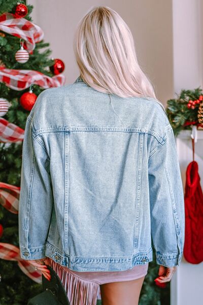 EB | Star Pailletten Knopfverschluss Denimjacke