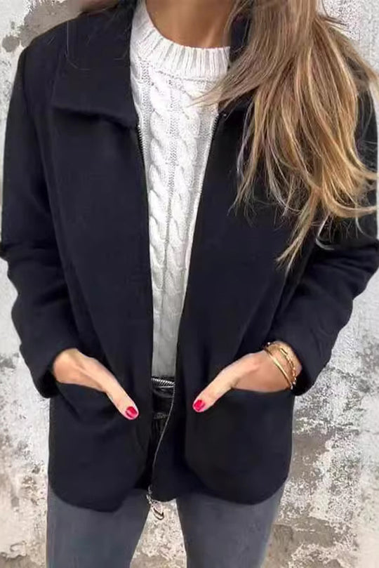EB | Farbe Revers Reißverschluss Tasche Freizeitjacke