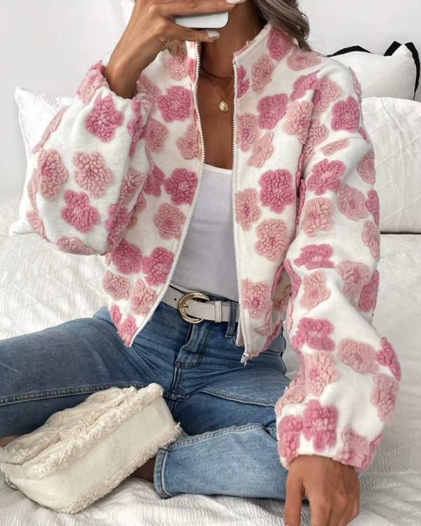 EB | Gemütliche Fleecejacke mit Süßem Blumenmuster