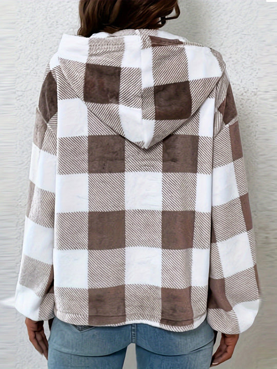 EB | Flannel Karierter Hoodie Baumwolle und Polyester Trendig und Komfortabel