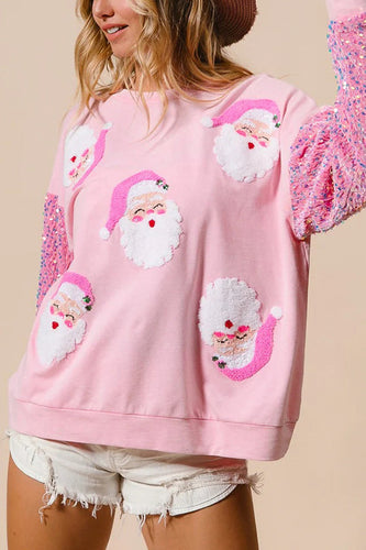 EB | Weihnachten Lässig Locker Rundhals Pailletten Ärmel Sweatshirt