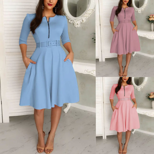EB | Kleid mit Gürtel und Reißverschluss