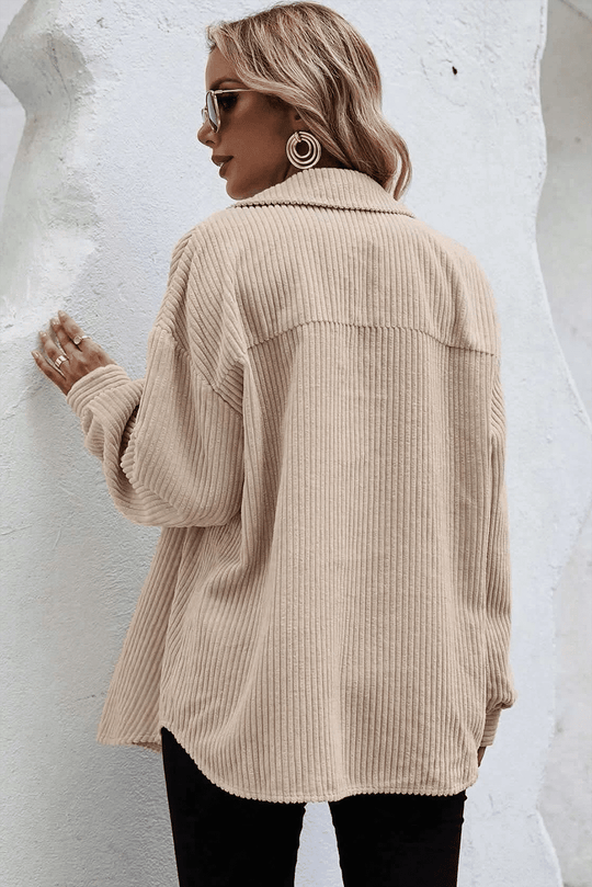 EB | Rippierte Hemdjacke Baumwollmischung Komfortabel und Elegant