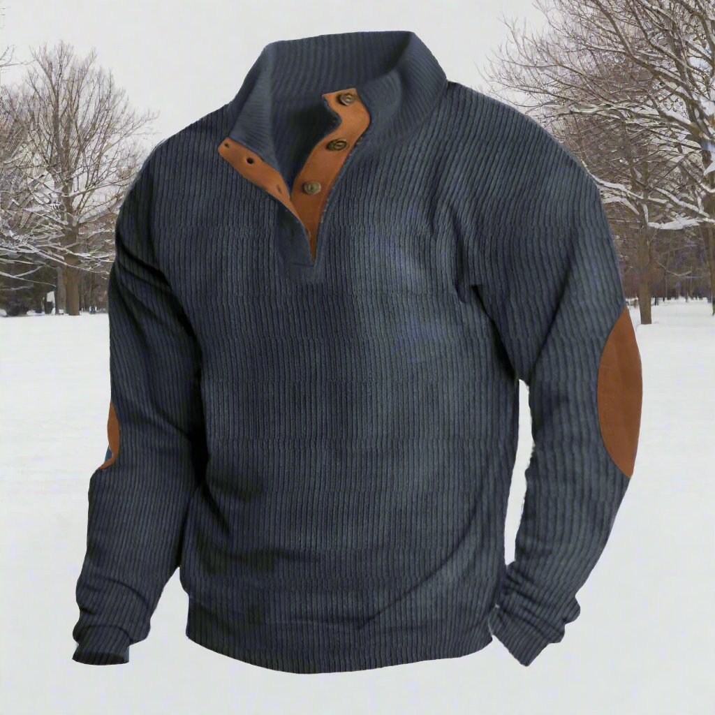 EB | Niccolò Gerippter Stehkragenpullover Wildleder Ellbogenpatches Pullover