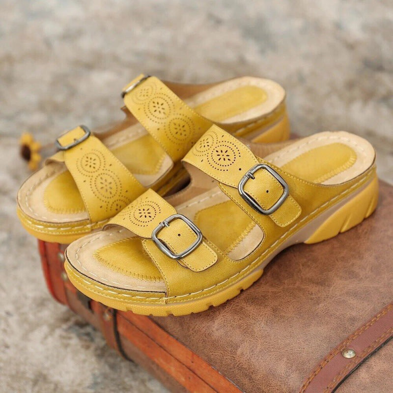 Damen Sandalen aus Leder mit verstellbarem Riemen EB EB