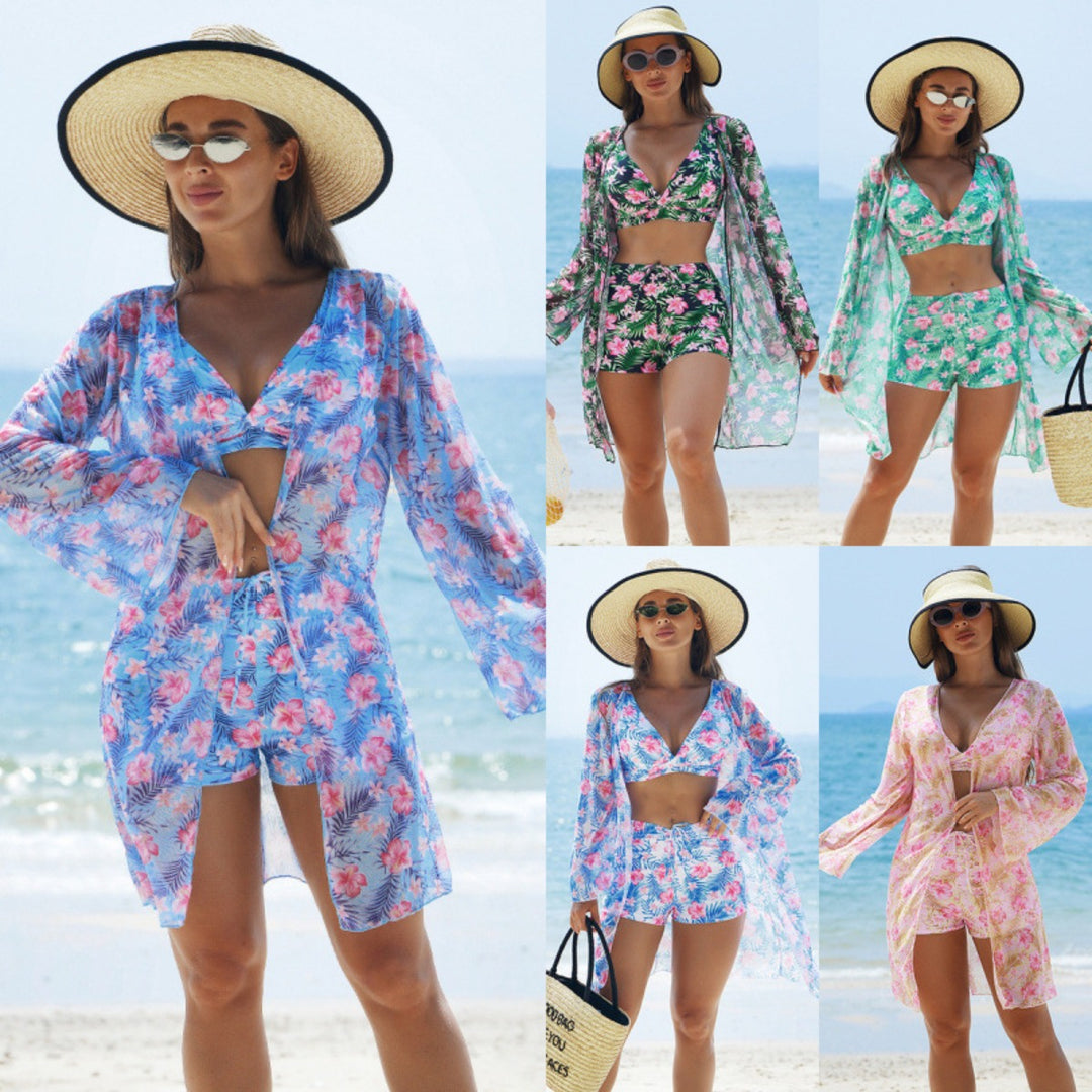 EB | Bedrucktes dreiteiliges Bikini-Set