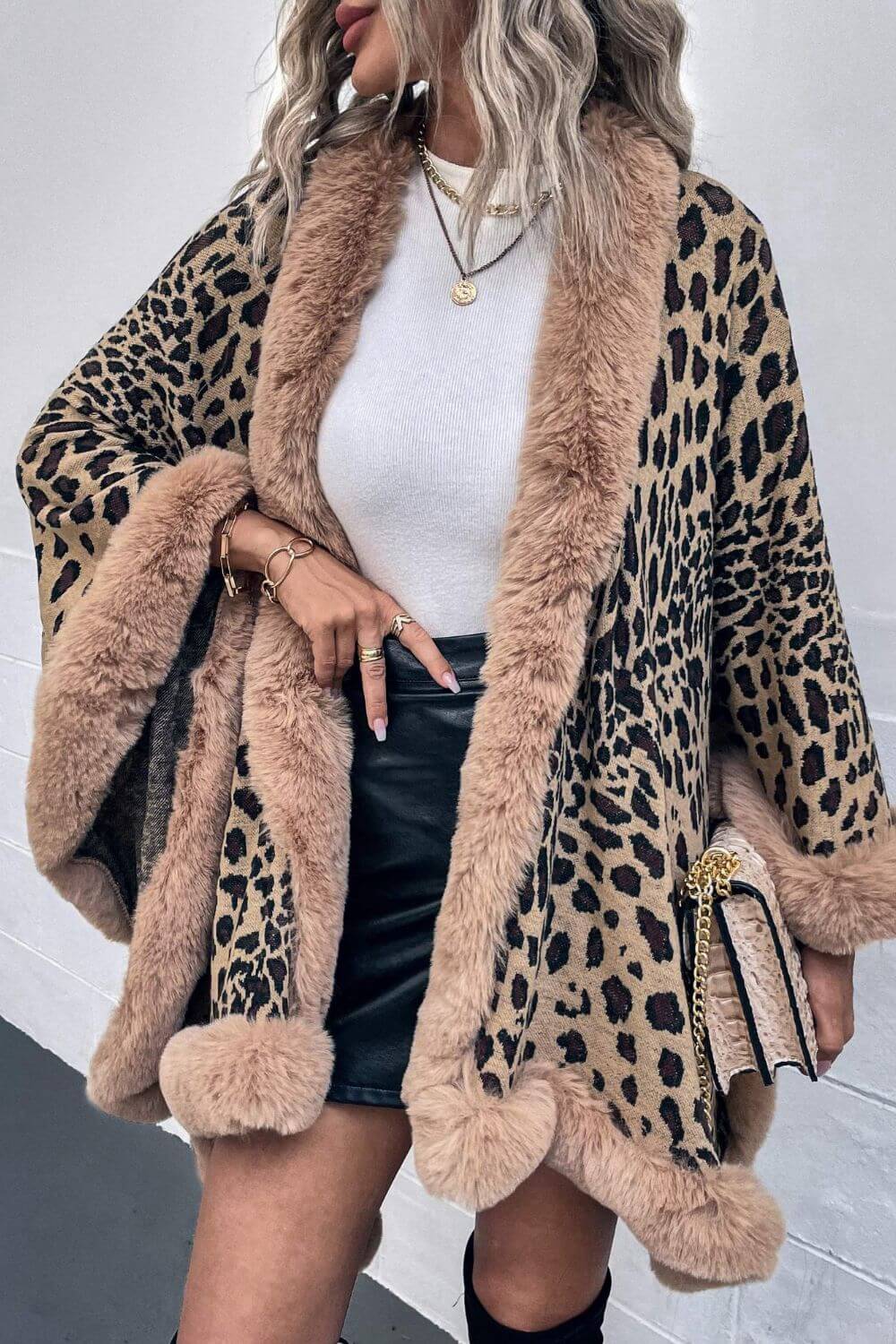 EB | Leopardenmuster Offenes Poncho