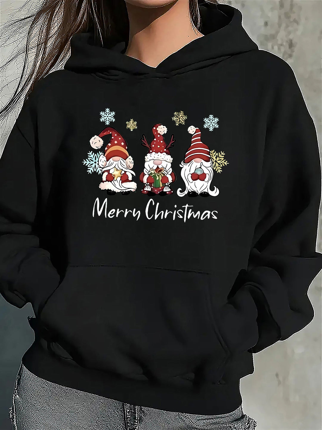 EB | Kapuzenpullover mit Weihnachtsdruck Baumwolle Weihnachtsmann Design