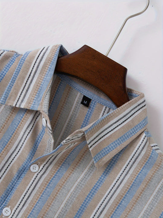 EB | Gestreiftes Baumwoll Leinen Herrenhemd für Entspannte Looks