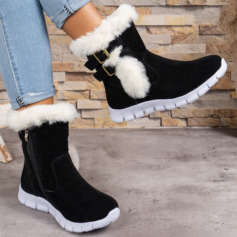 Stilvolle Winterstiefel mit Fellbesatz und Schnallen EB EB