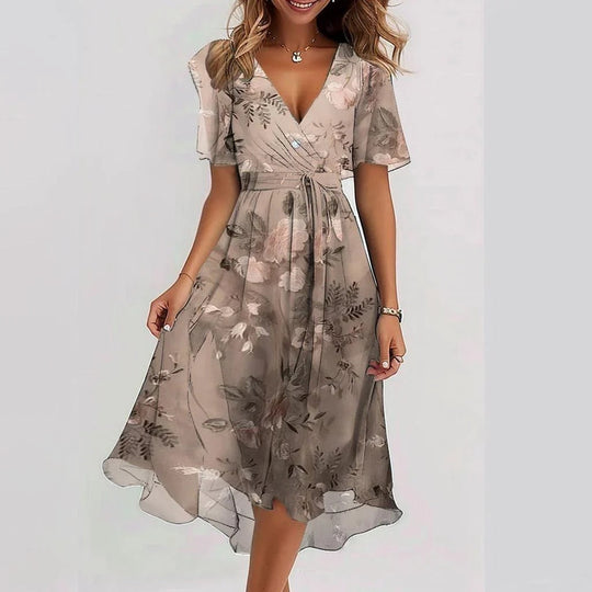 EB | Stilvolles Blumenkleid mit Kurzen Ärmeln