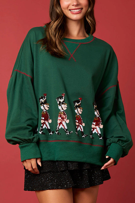 EB | Weihnachts Soldat Pailletten Langarm Freizeit Sweatshirt