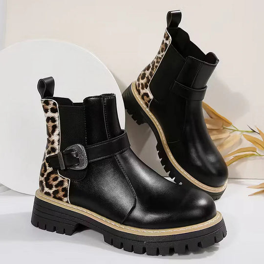 Retro-Stiefeletten mit Schnalle und dicken Absätzen EB EB