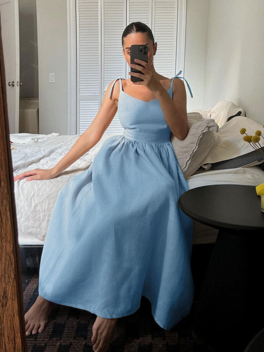 EB | Neckholder-Kleid aus Baumwolle mit Hosenträgern
