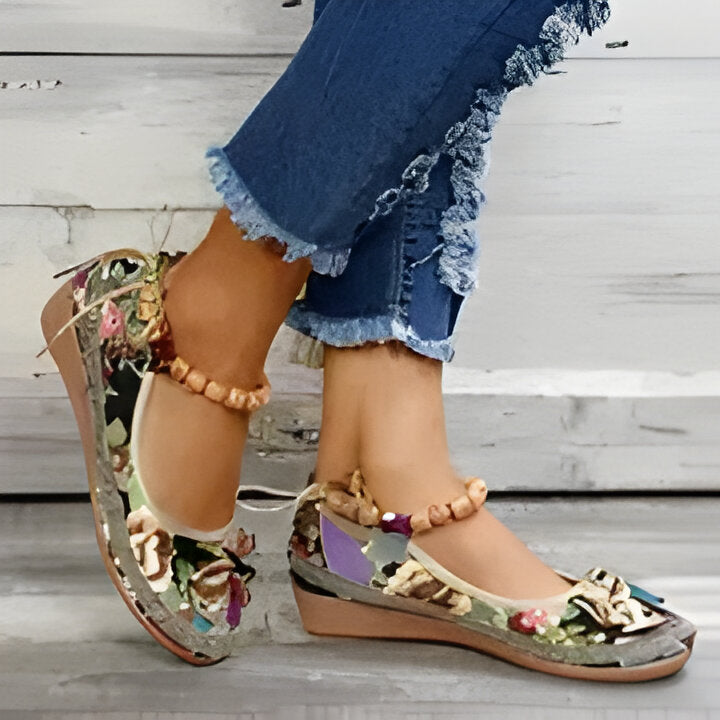 Jasmine | Flache Schuhe mit Blumenmuster für Frauen EB