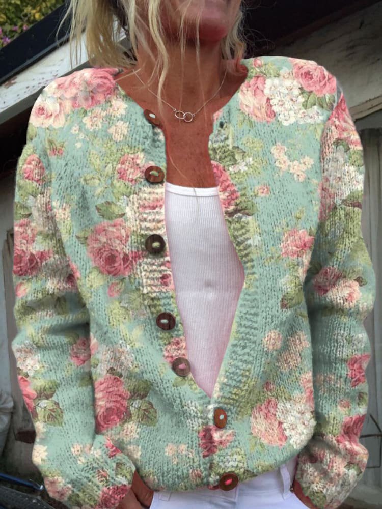 EB | Weiche Strickjacke mit Blütenstickerei
