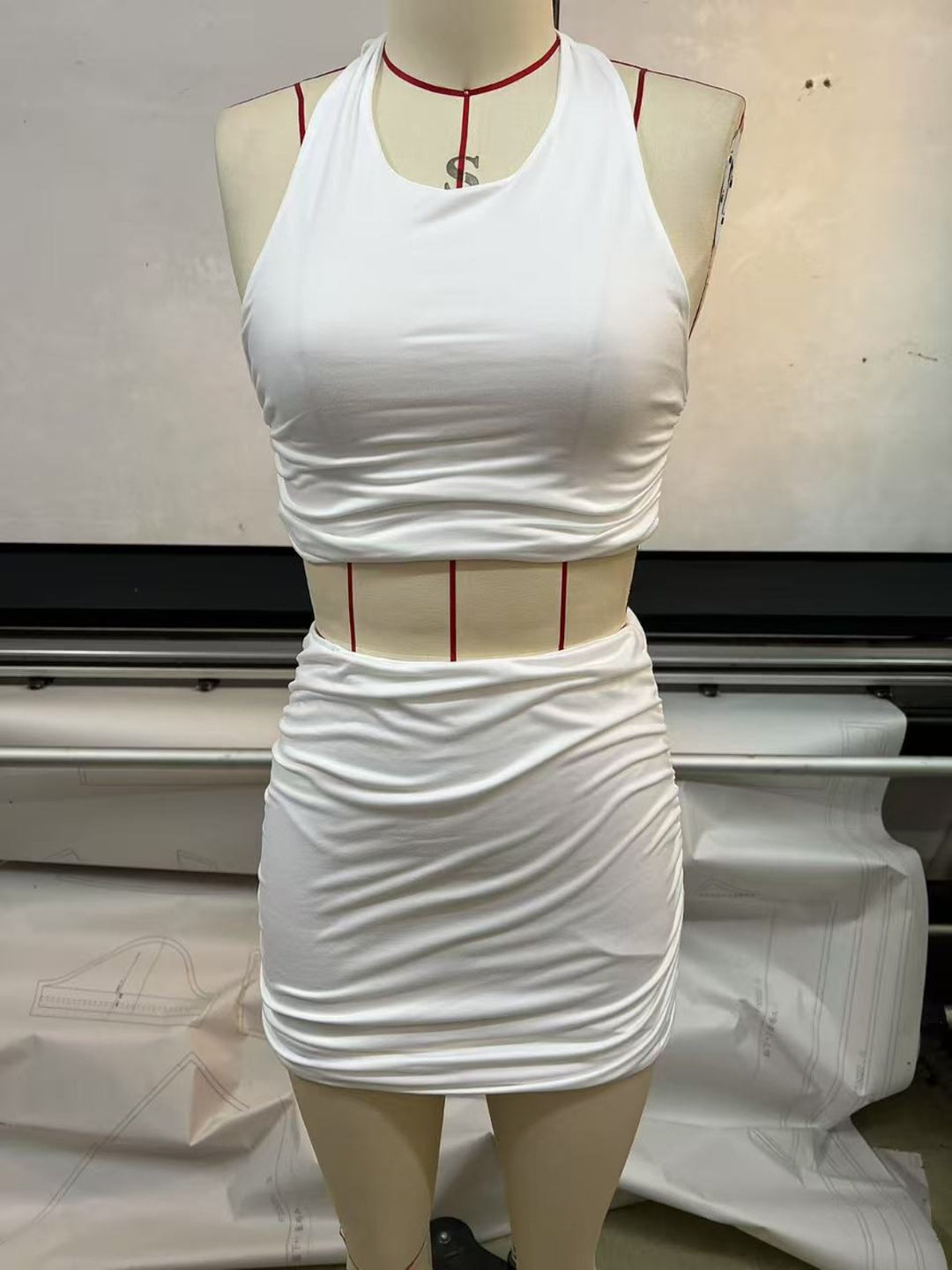 EB | Ärmelloses Neck Tube Top Weste Hip Wrap Set