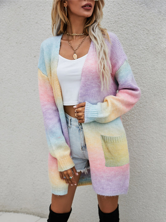 EB | Engel Flügel Vollgröße Gefütterte Offene Vorderansicht Gradient Cardigan