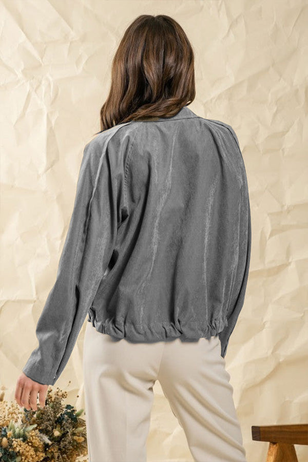 EB | kariert Revers Mehrknopf-Zwei-Taschen-Midi-Jacke