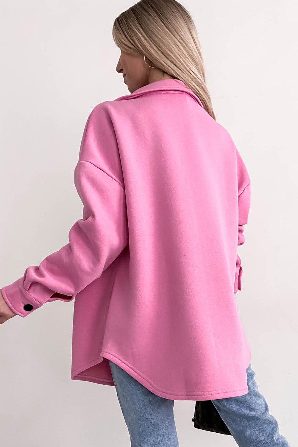 EB | Oversized Hemdbluse mit Großen Taschen Polyester Minimalistisch und Stilvoll