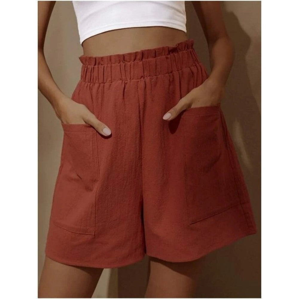 EB | Shorts aus Baumwolle und Leinen mit hoher Taille für Damen