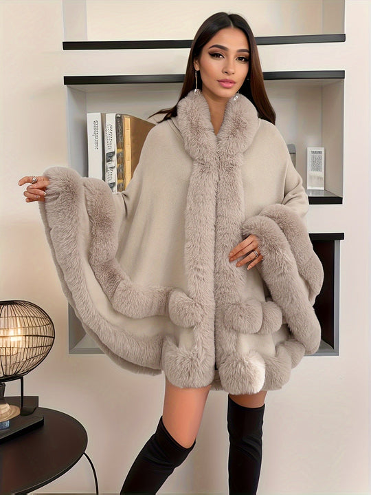 EB | Oversized Furry Cape Jacke für Frauen