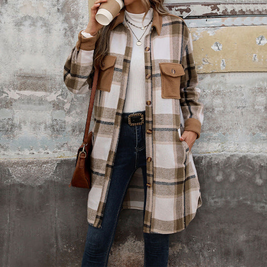 EB | Karierter Lange Hemdjacke