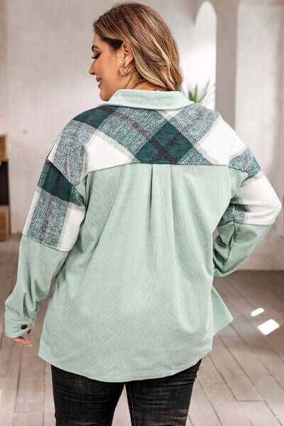 EB | Plus Size Karos Shacket Jacke für Damen