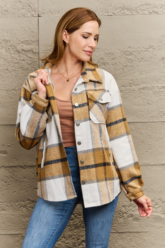 EB | Karo Gefallen Schulter Shirtjacke
