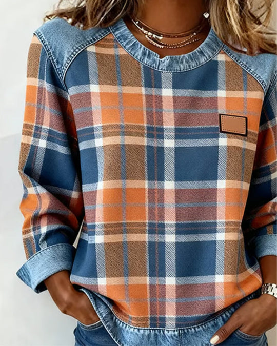 EB | Sweatshirt mit Karo Patchwork