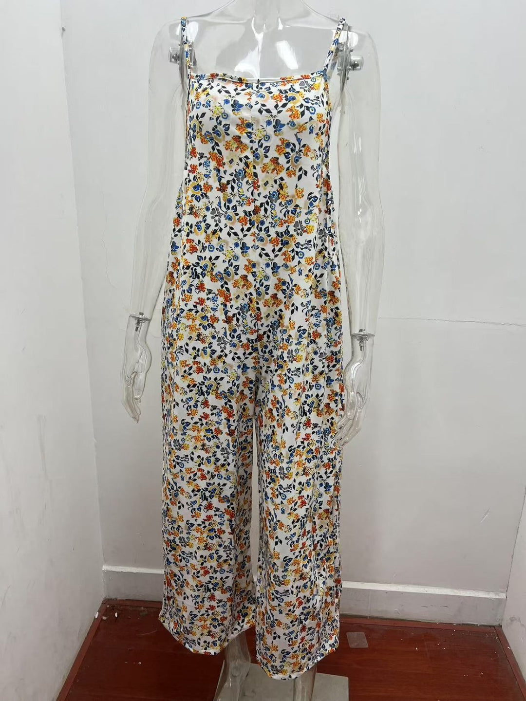 EB | Verstellbarer Schultergurt Druck lässig Hosenträger floral Jumpsuit