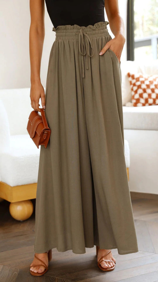 EB | Elastischer Gürtel Weites Bein Hohe Taille Hose