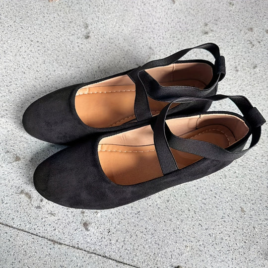 EB | Einfache Damen Ballerinas aus Atmungsaktivem Samt