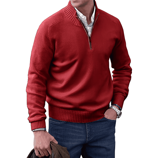 EB | Klassischer Halb-zip Pullover für Männer Baumwolle Komfortabel und Warm