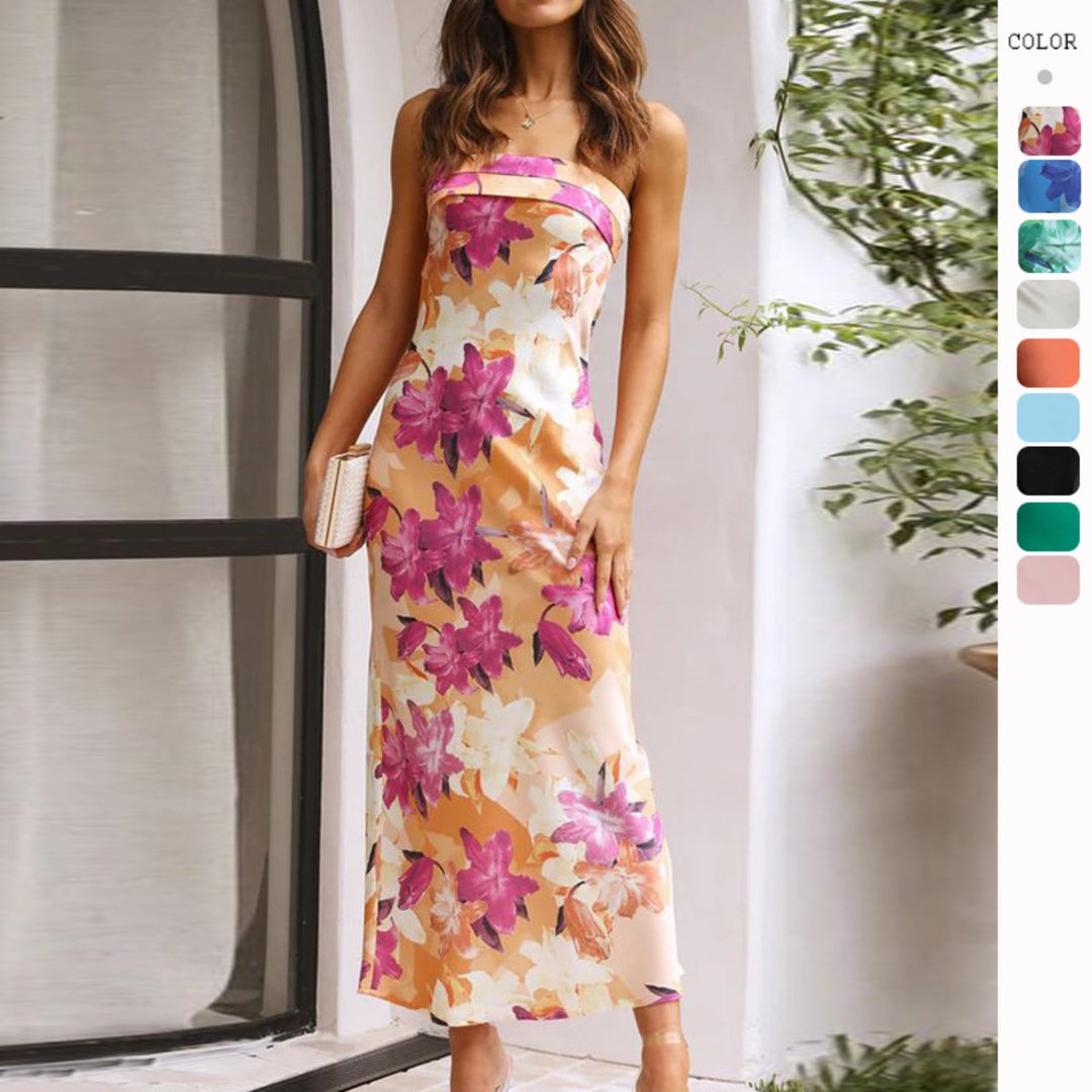 EB | Satin rückenfreies Röhrentop Kleid