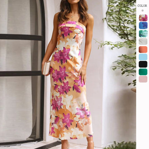 EB | Satin rückenfreies Röhrentop Kleid