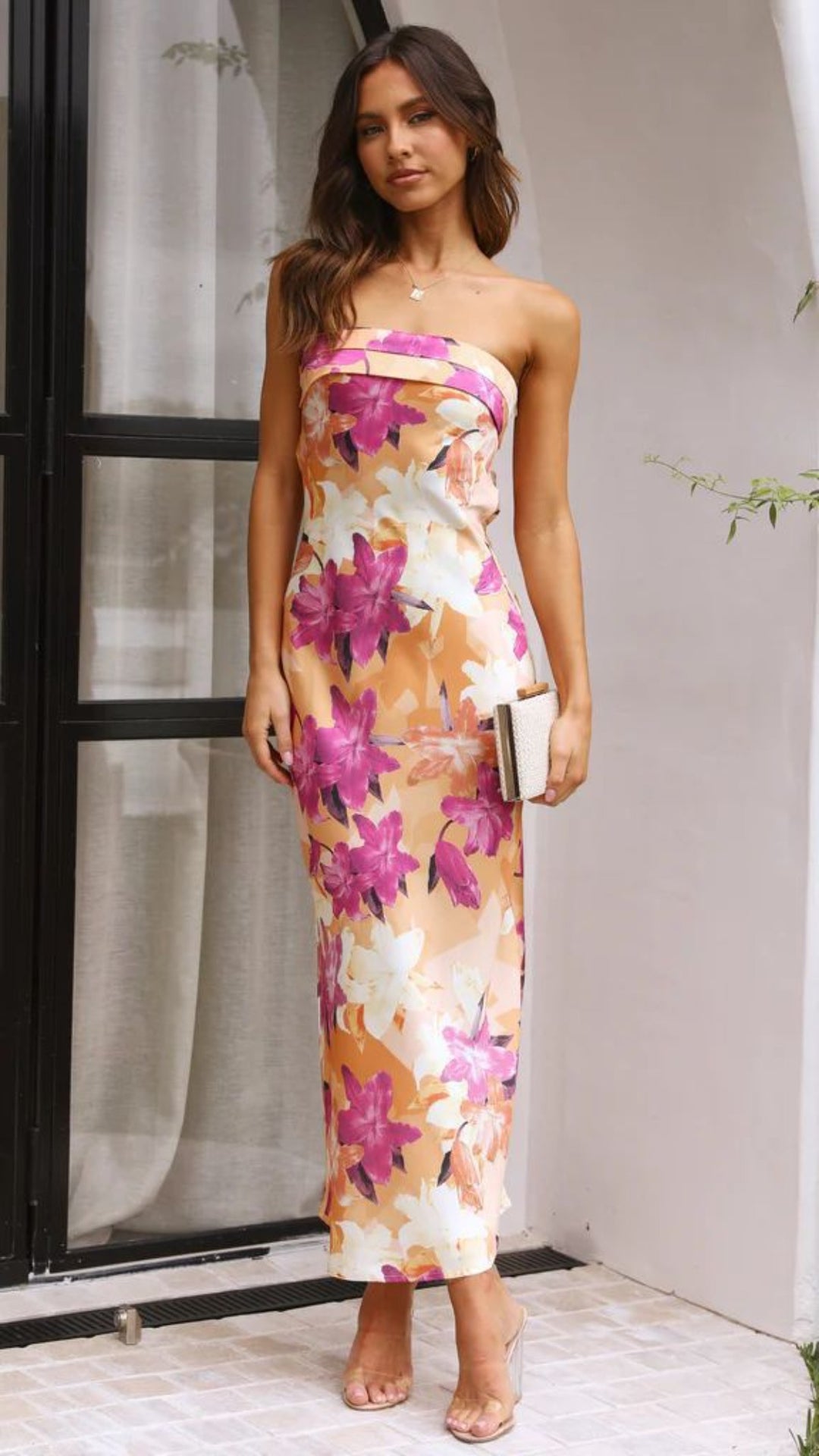 EB | Satin rückenfreies Röhrentop Kleid