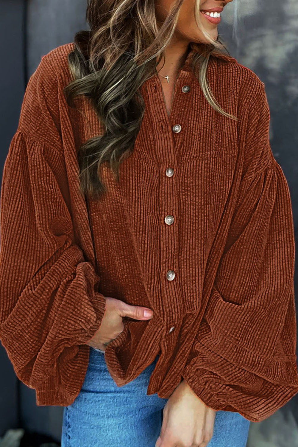 EB | Lockere Hemd Aus Cord Polyester Stilvoll und Bequem